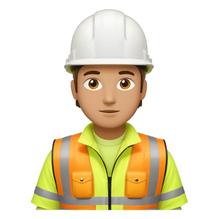 Guy with yellow reflective vest and white protection helmet sticker