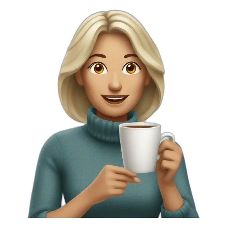 mid age woman drinking coffee sticker