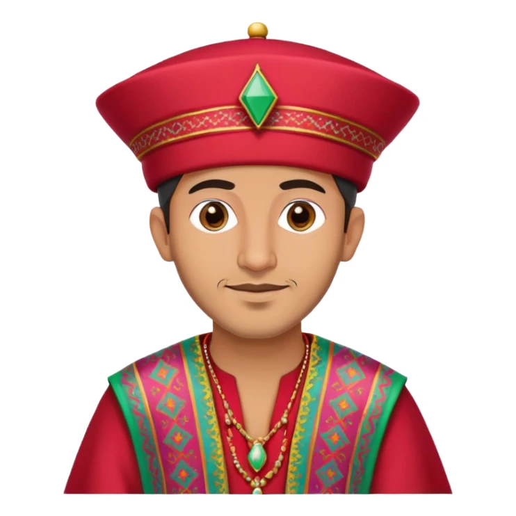 A Moroccan man wearing traditional clothing, fez hat, colorful caftan sticker