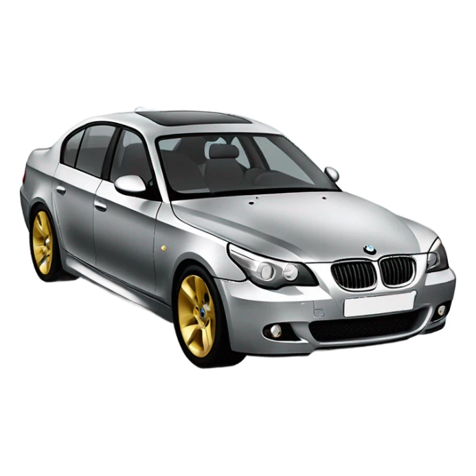 BMW E60 530D  in silver color with Gold rims sticker