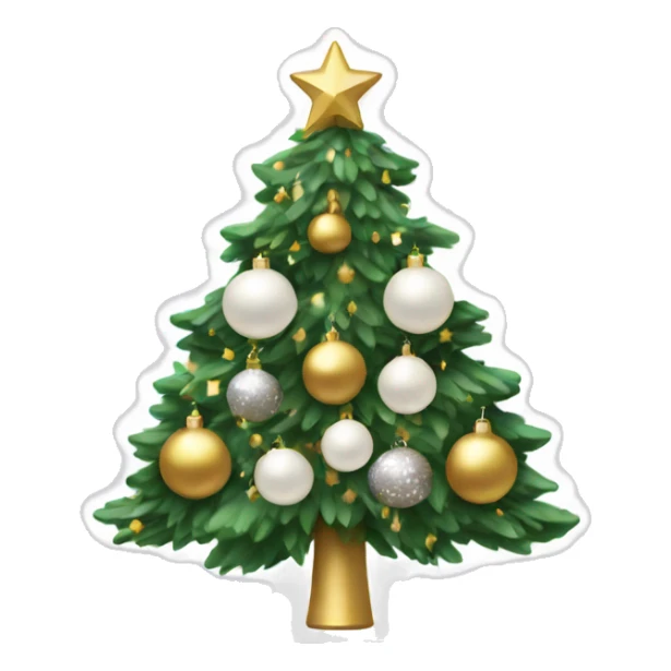 Christmas tree with white and gold ornaments  sticker