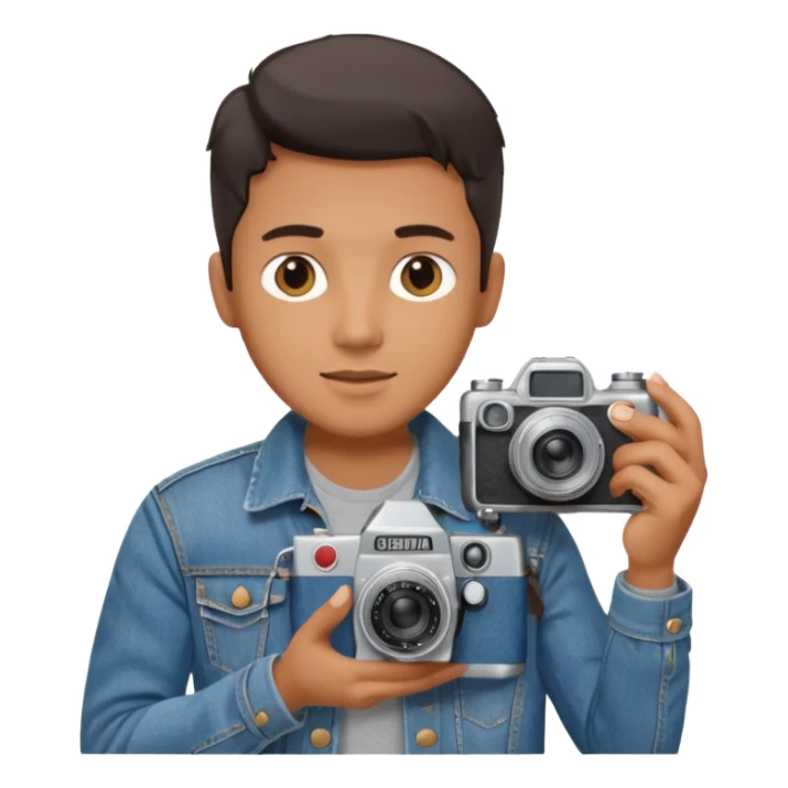 Photographer with vintage film camera sticker