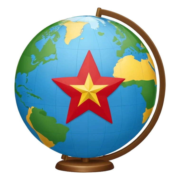 Globe with a pin shaped like a star (Vietnam flag reference) sticker
