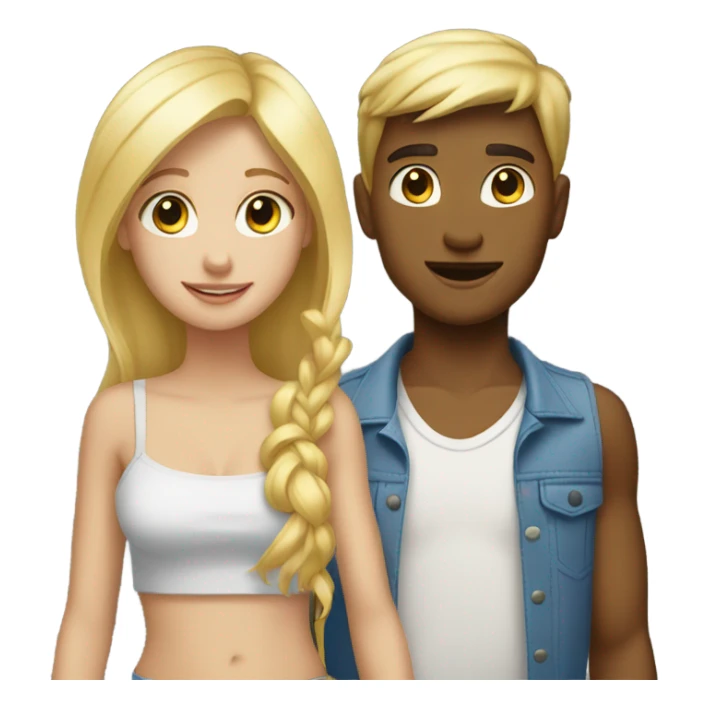 blonde girl and boy duo sticker