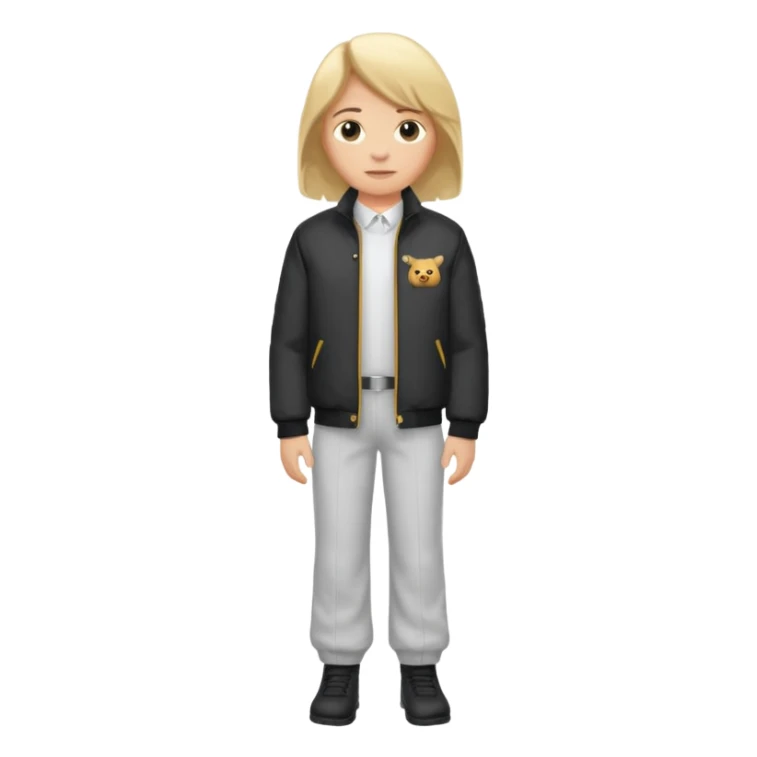 bitte mach mir ein typen der blond ist mit in einer 6pm jacke und eine weißen hose sticker