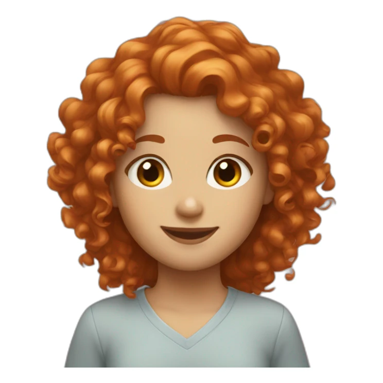 girl, curly hair, ginger hair, smiling sticker