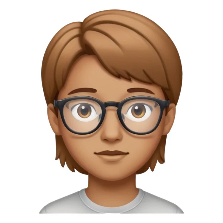 Adolescente con pelo castaño claro y lentes sticker