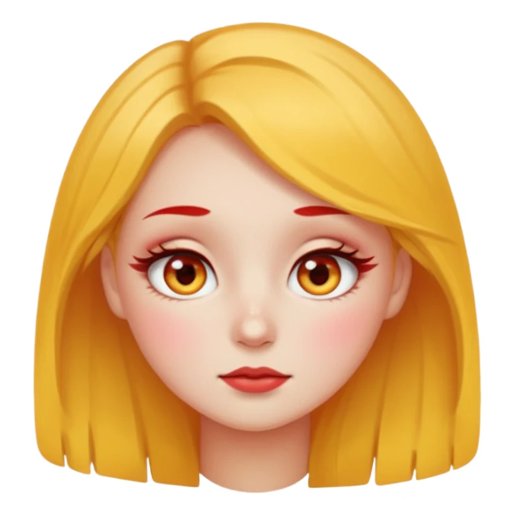 Shy pretty red cheeks blushing kong lashes sparkle yellow round  sticker