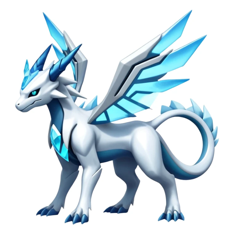 Futuristic Kyurem-reshiram-Glaceon-dialga-suicune-hybrid, full body sticker