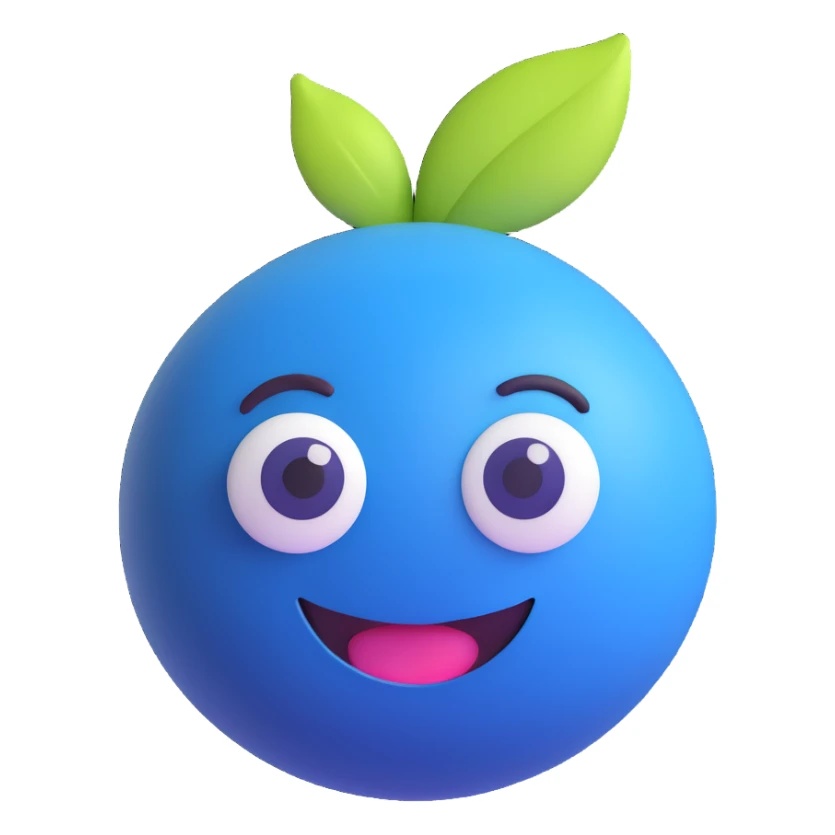 blueberry in a modern 3D emoji look sticker
