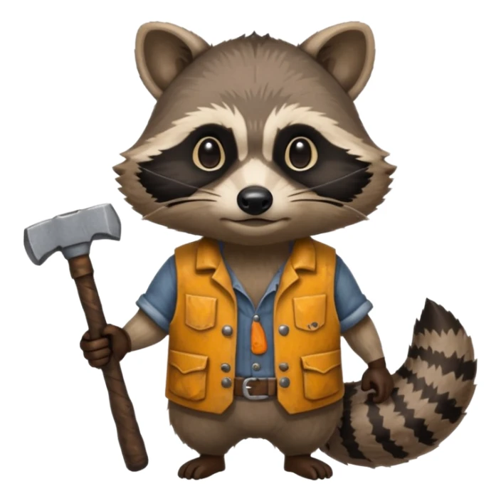 dirty blacksmith racoon holding hammer sticker