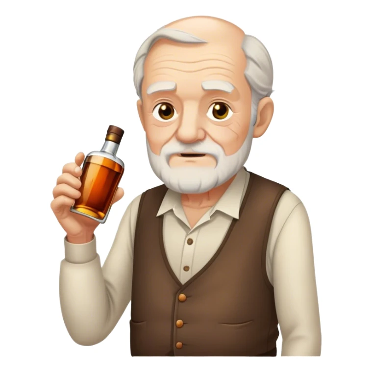 Anciano con botella de wiskey en la mano sticker