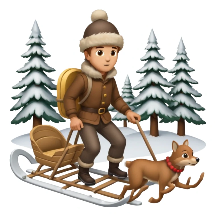 Eland trekt slede in dennenbos  sticker