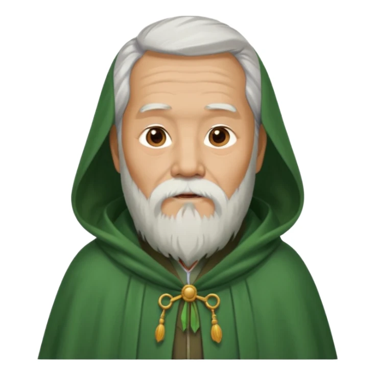 chinese old man bearded with green cloak sticker