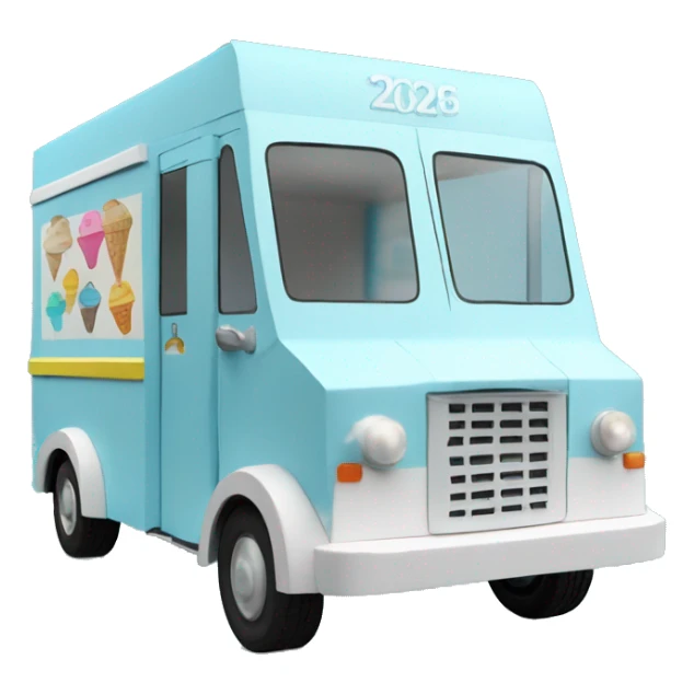 papercraft, 2026 pearl-blue ice-cream step van sticker