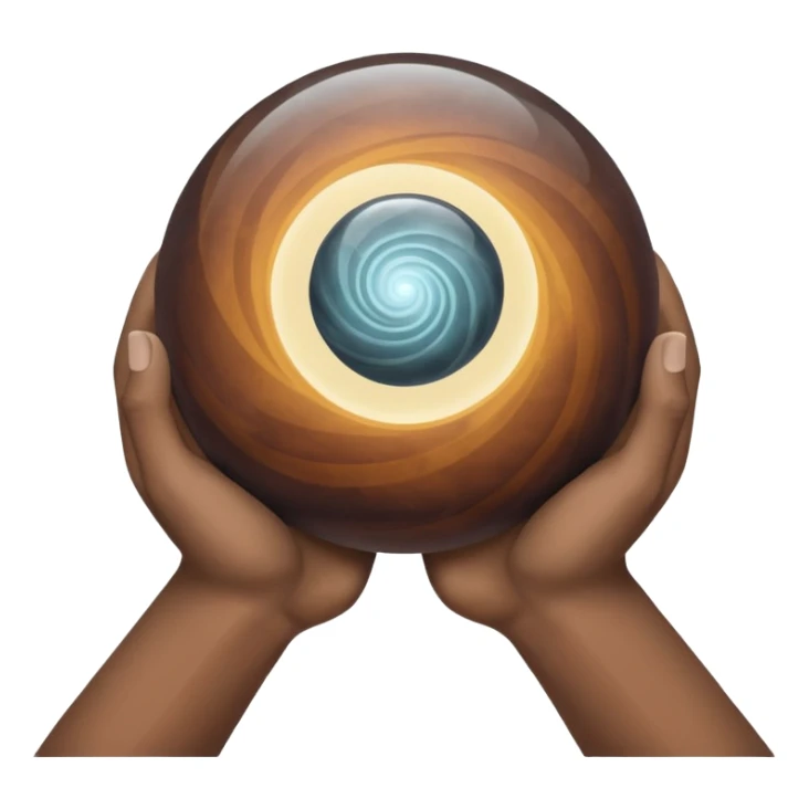 Gray and brown color magic ball and hands sticker