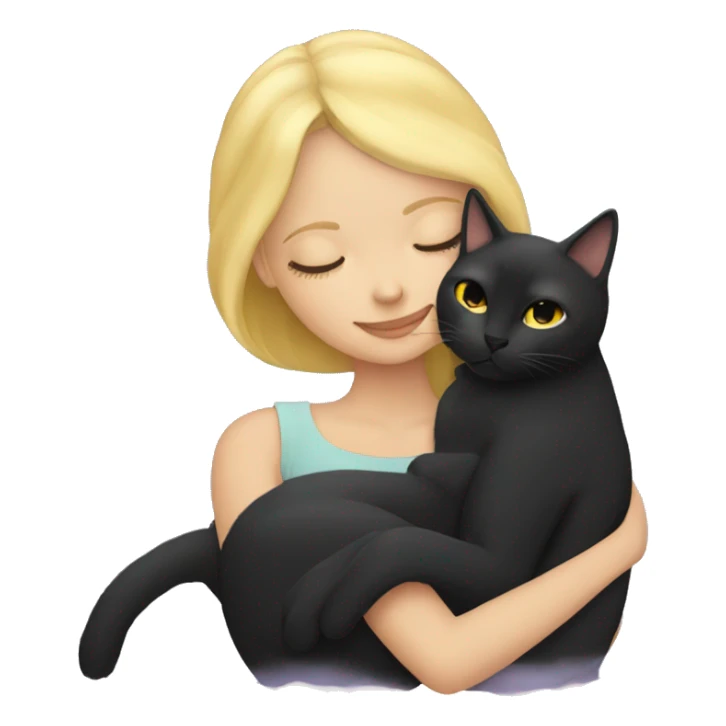 Blonde girl sleeping with black cat sticker