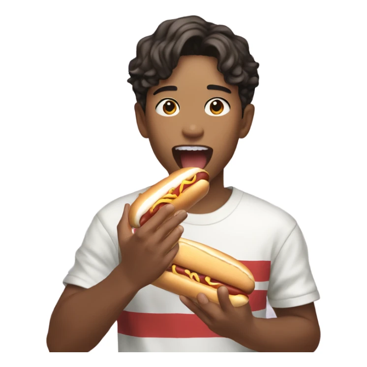 Kpop boy eating a creamy hot dog sticker