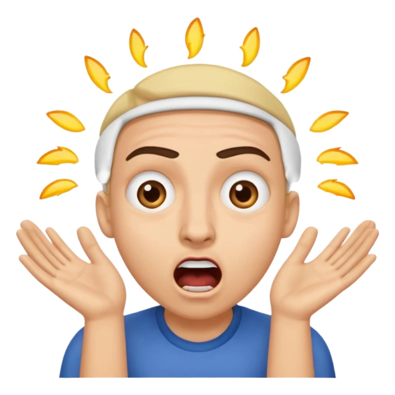 a shocked face, with their mouth and eyes are wide open, eyebrows  raised, and palms against his cheeks. sticker