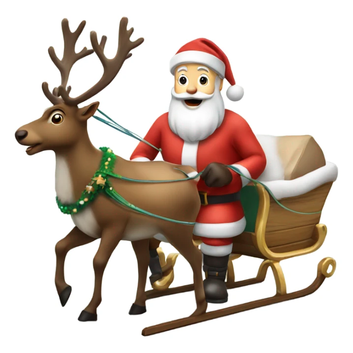 Real Reindeer pulling a sleigh by Santa sticker