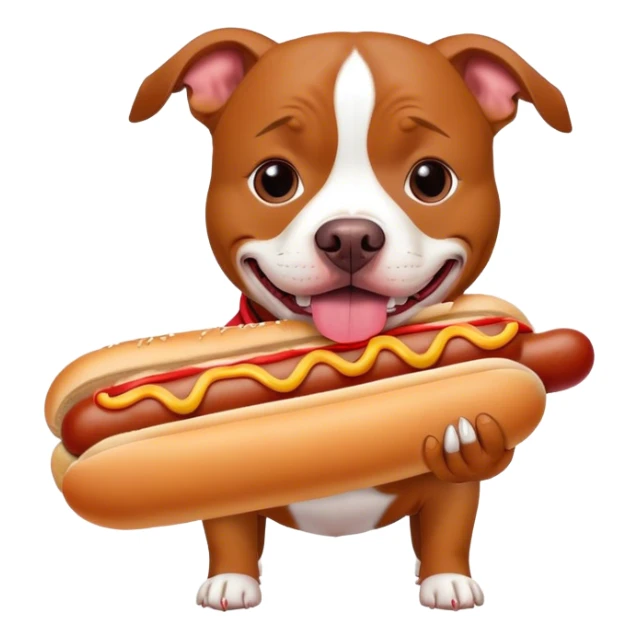pitbull eating hotdog sticker