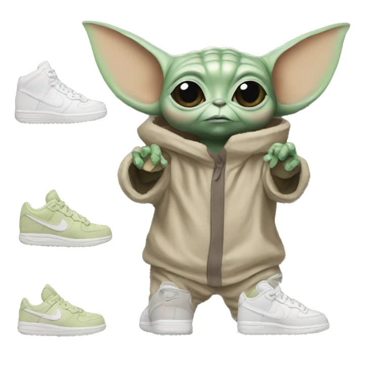  BABY YODA HOLDING NIKE SHOES sticker