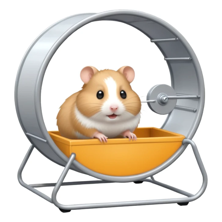 Hamster in plastic cage with hamster wheel sticker
