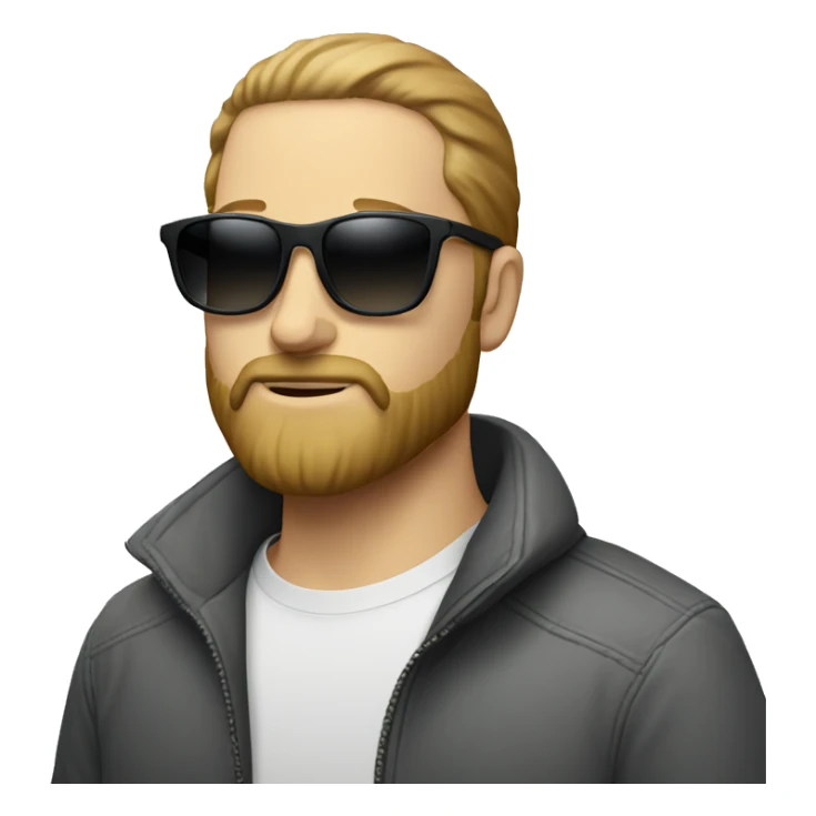 white man wear sunglasses have a beard with macbook sticker