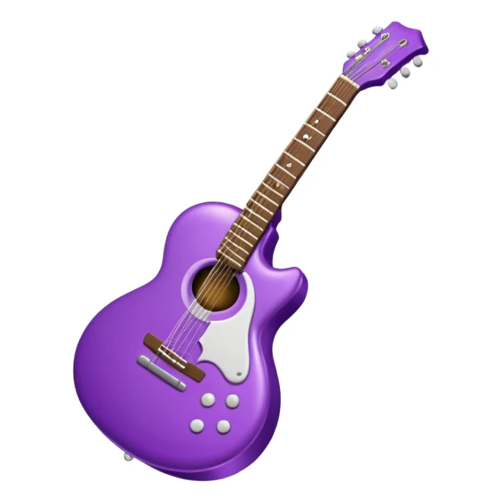 a purple Christmas ornament with a guitar sticker