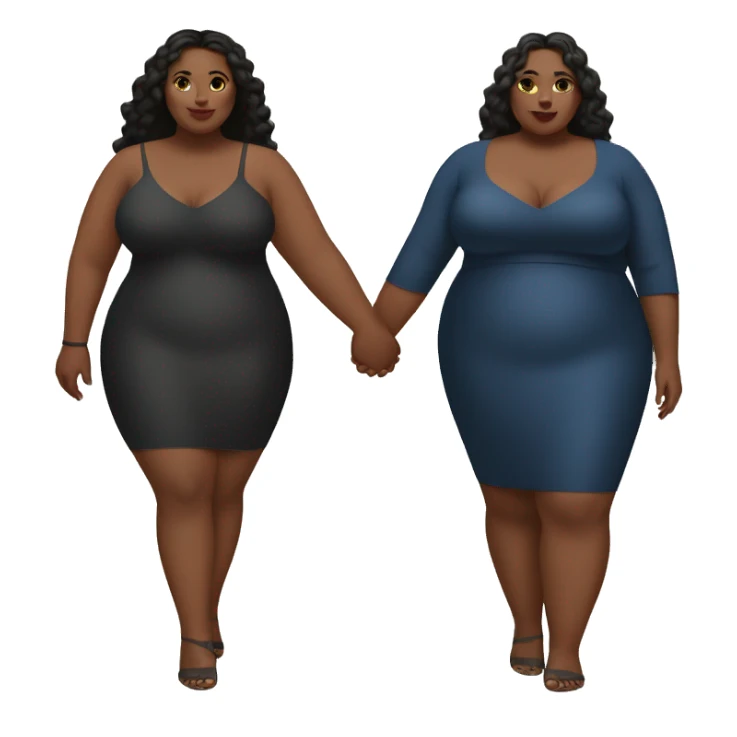two plus size women holding hands, beautiful, aesthetic  sticker