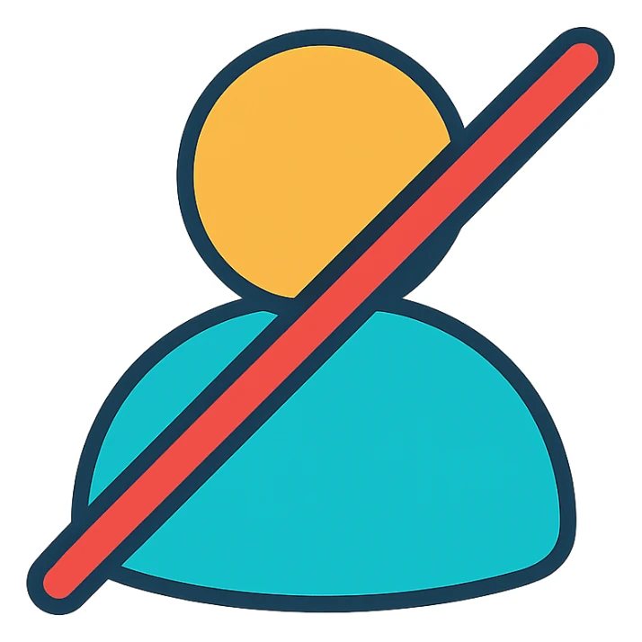 simple silhouette with a slash representing nobody, color outline style sticker