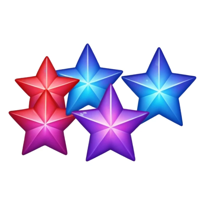 Sparkling shimmery red purple blue stars sticker
