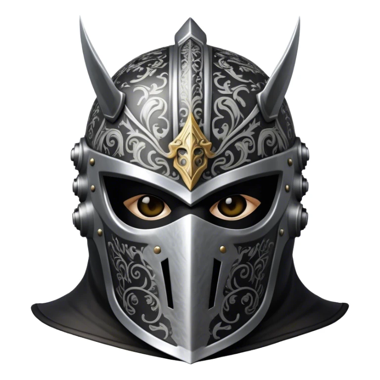A masked man knight with intricate black engravings on his steel helmet, eyes glowing with fury sticker