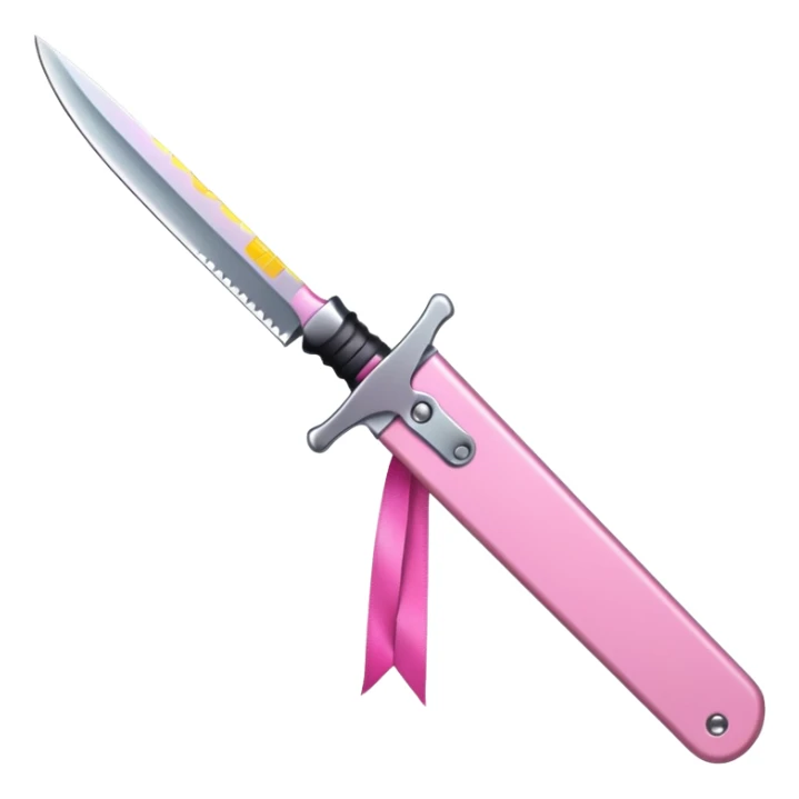 Make a knife with pink colour and pink ribbons  sticker