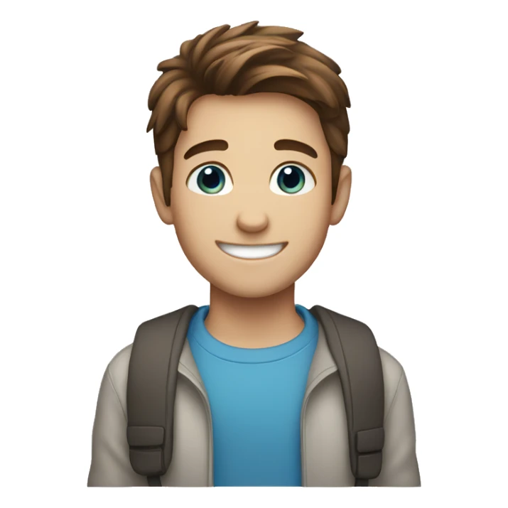 smiling boy with brown hair and blue eyes sticker