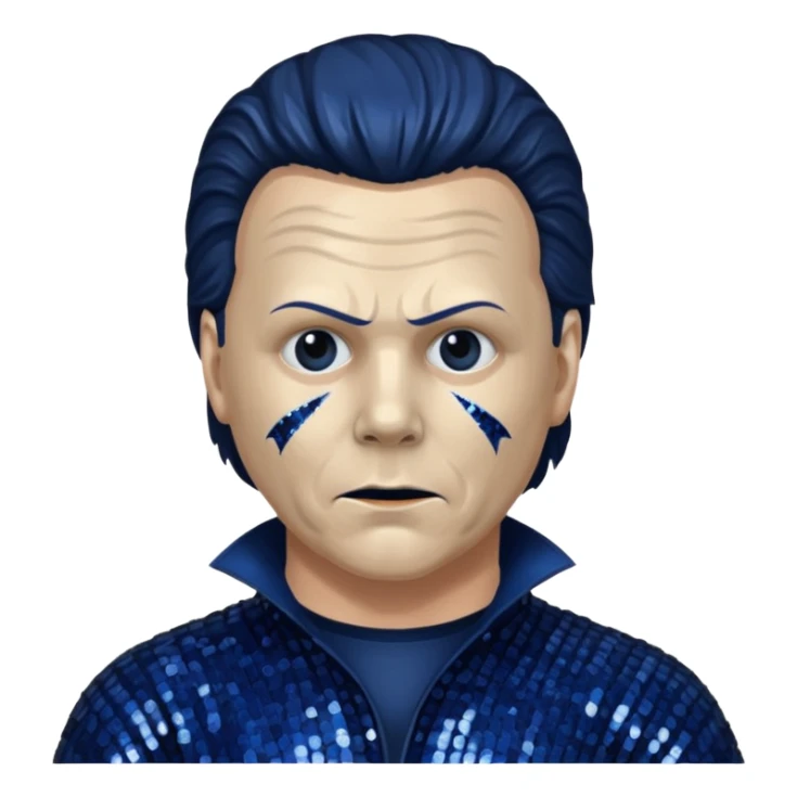 Michael Myers with dark blue sequin outfit  sticker