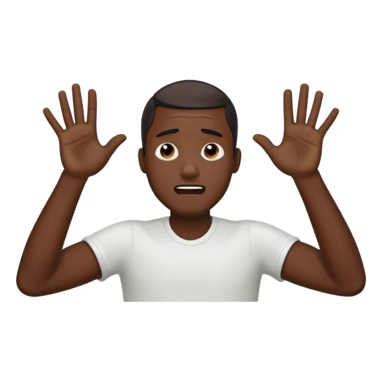 Black man with his hands up in the air and crying  sticker