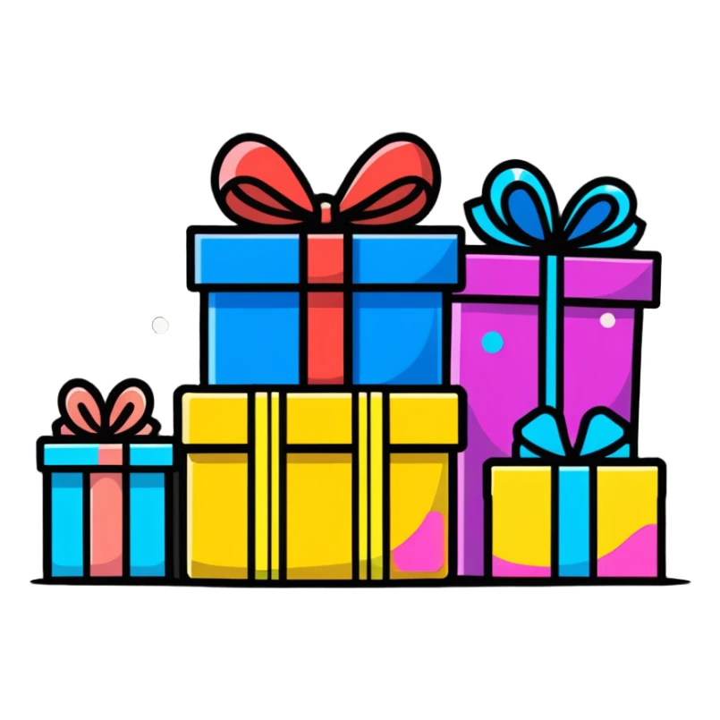 happy birthday celebration with gifts and confetti sticker