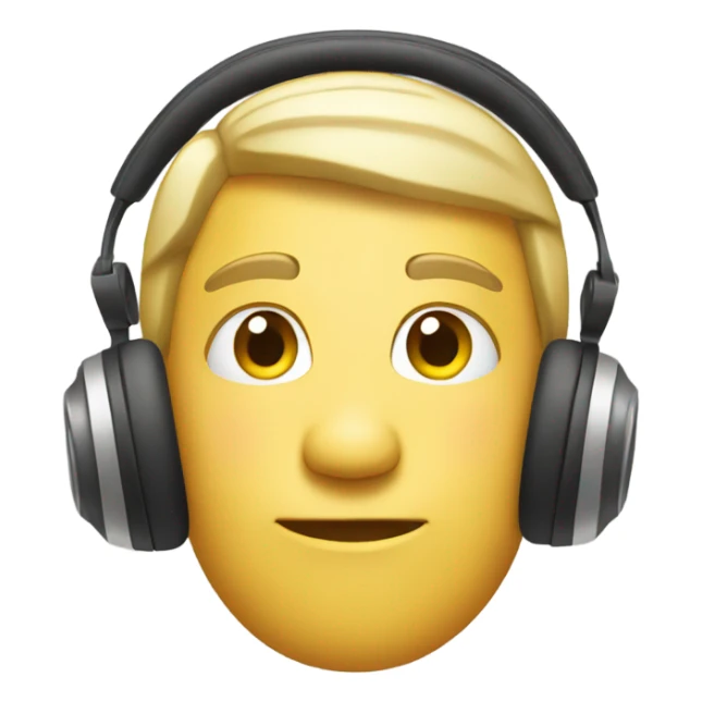 Calm emoji with headphones on sticker
