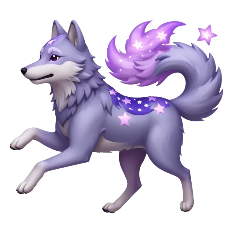 A wolf of winterfell running under lilac stars sticker