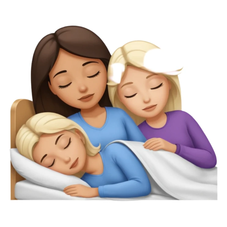 Brunette women sleeping in bed on white blonde woman sticker