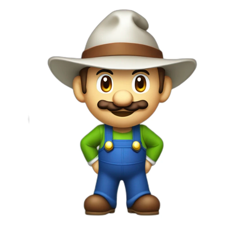 a traditional october fest visitor in super mario style. With a grean hat, blue and white shirt and brown leather pants.  sticker