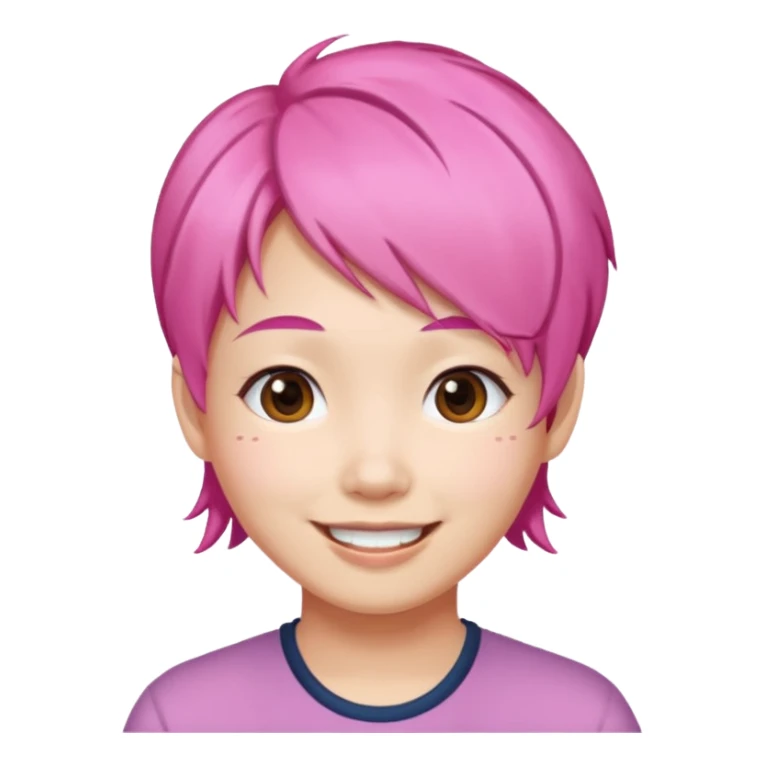 asian emoji face withpink hair  sticker