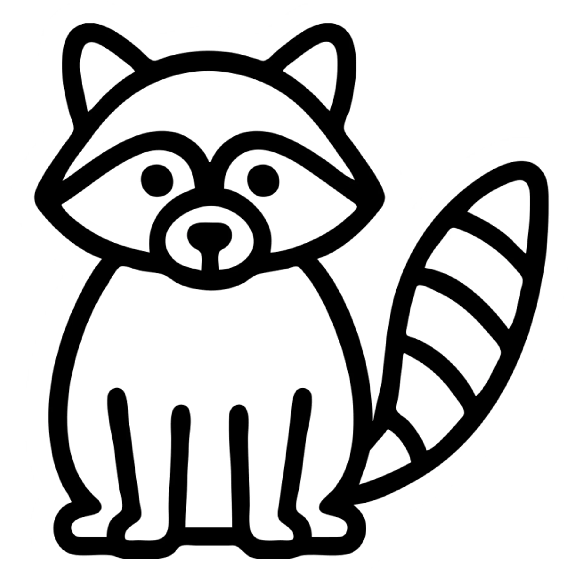 simple raccoon icon, minimalist and bold, clean black outlines, no fill, modern icon style sticker