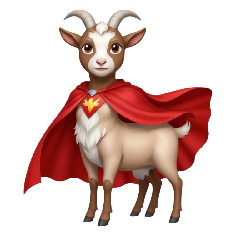 white female goat wearing a read cape like superman sticker