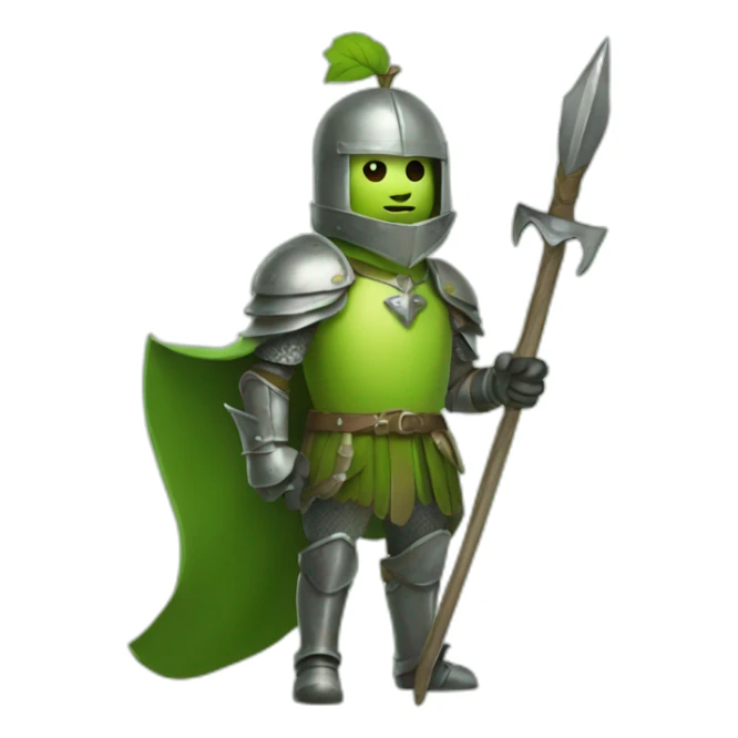 green apple knight with a spear in hand sticker