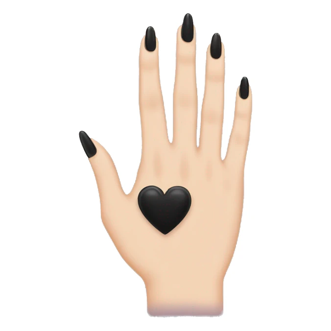 Hand with nails with black manicure and a heart ring on a middle finger  sticker