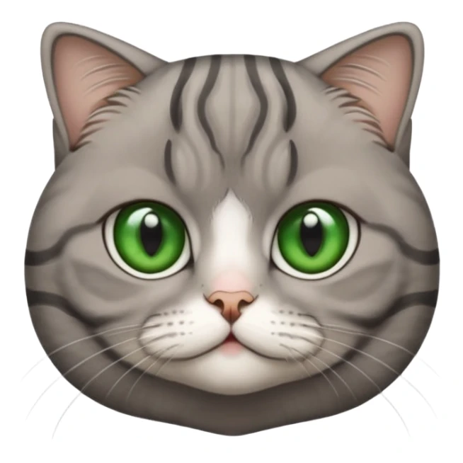 Half-eared grey striped green-eyed Scotch fold, cute cat sticker