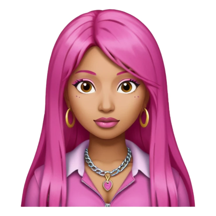 Nicki Minaj with long dark pink hair sticker