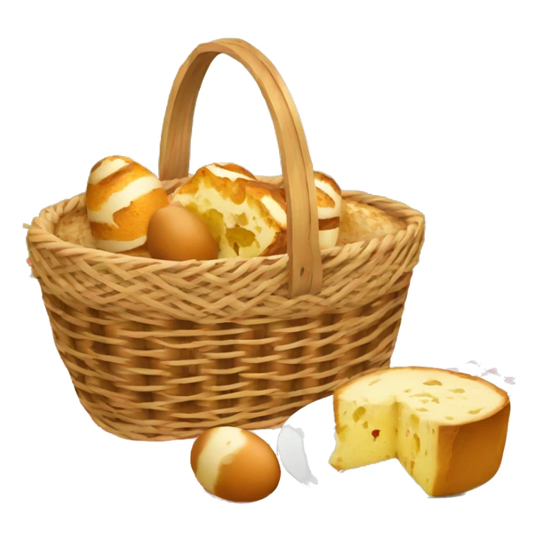picnic basket with panettone, willow, easter eggs, with napkin  sticker